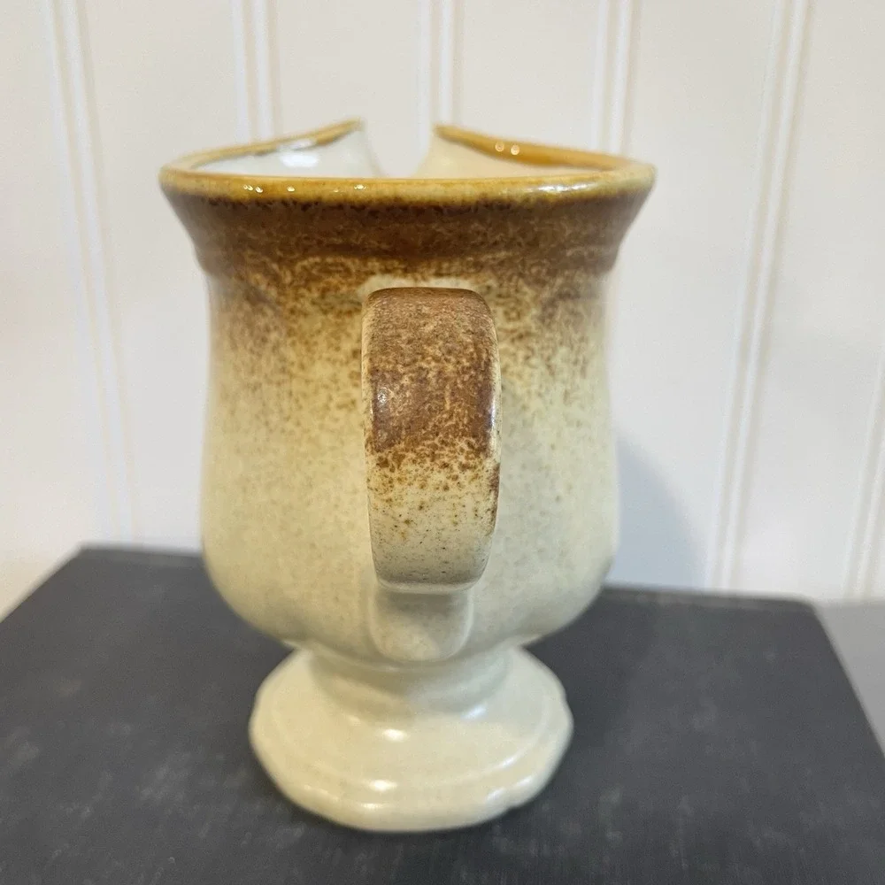 Mikasa E8000 Terra Stone Creamer‎ Pitcher Speckled Brown Drip Glaze Japan MCM